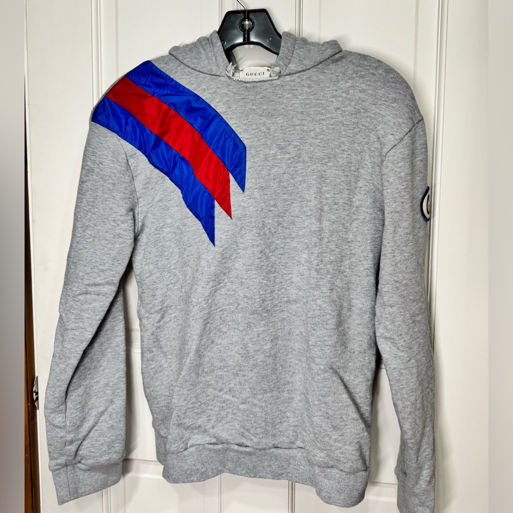 Gucci Kids Hoodie Size 12 Fits Women’s XS Petite Gray Logo Sweatshirt